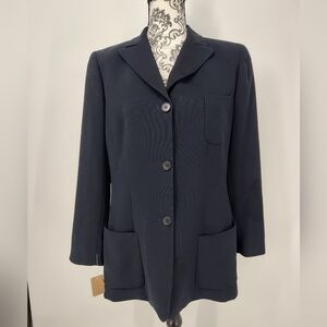 Vintage Faconnable Tailleur Navy Women's Blazer Size 8